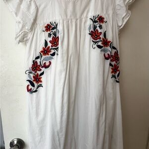 THML White Dress with Vibrant Embroidery